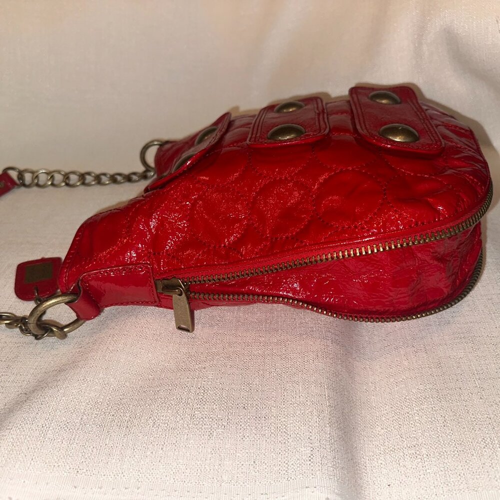 Vintage Y2K Cynthia Rowley Red Quilted Patent Shoulder Bag - Picture 9 of 12